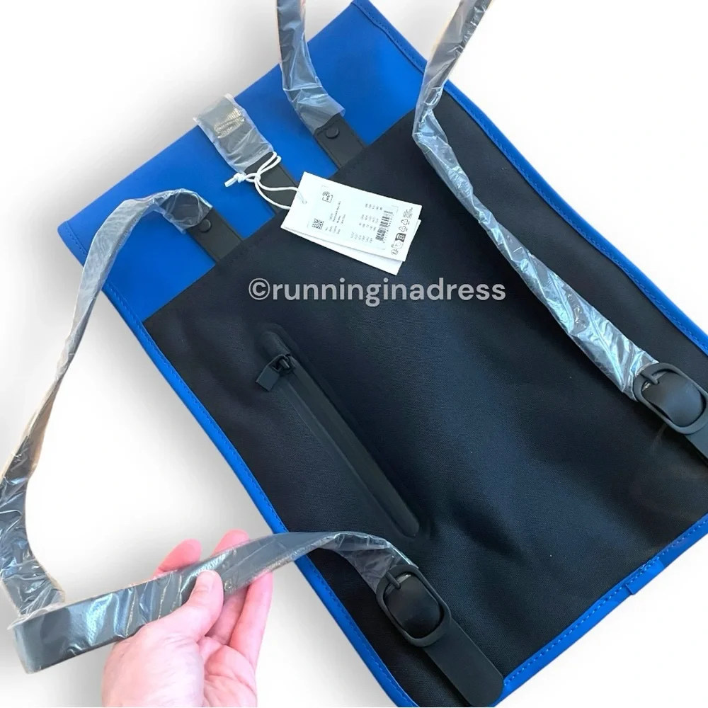 NWT Rains Waterproof Backpack W3 Mini In Color Waves Blue & Black
